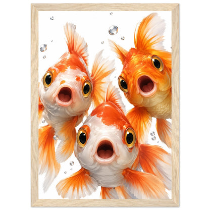 Funny Goldfish Wall Art – Framed Bubbly Fish Print – Whimsical Nursery & Bathroom Decor – Unique Pet Lover Gift
