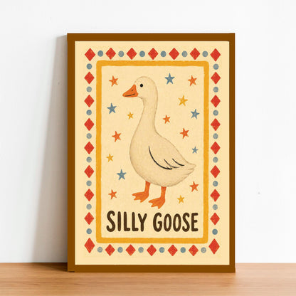 Silly Goose Wall Art – Framed Funny Quote Print – Playful Typography Poster – Trendy Eclectic Room Decor – Quirky Nursery & Kitchen Art